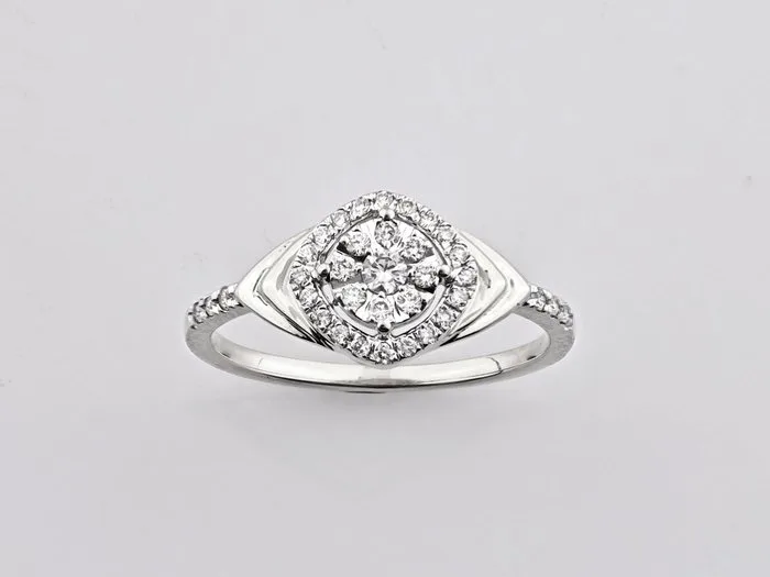 Ring - 14 kt. White gold - 0.25ct. tw. Diamond (Natural)