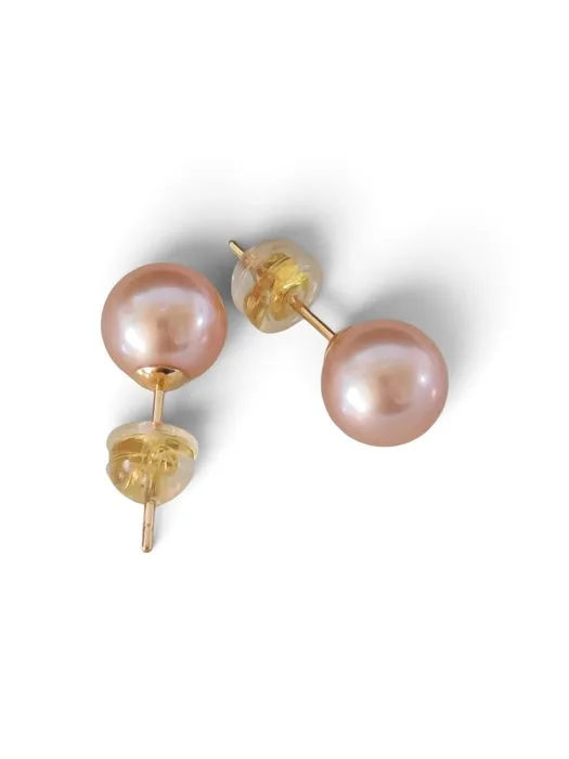 Earrings - 18 kt. Yellow gold Pearl - Freshwater pearls 7mm