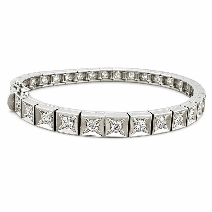 Bracelet - 18 kt. White gold, Exclusive 18K White Gold 5.0ct Diamond Tennis Bracelet - 5.00ct. tw. Diamond (Natural)