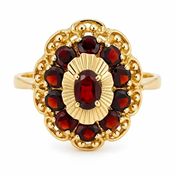 Ring - 18 kt. Yellow gold - 1.15ct. tw. Garnet - Garnet - Made in Italy - Handmade