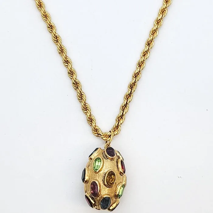 2 piece jewellery set - 18 kt. Yellow gold Synthetic gemstone - 60cm