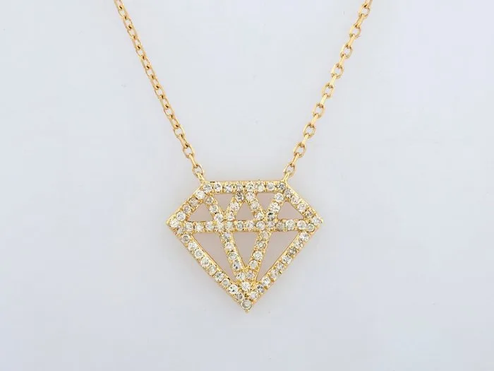 Necklace - 14 kt. Yellow gold - 0.14ct. tw. Diamond (Natural)
