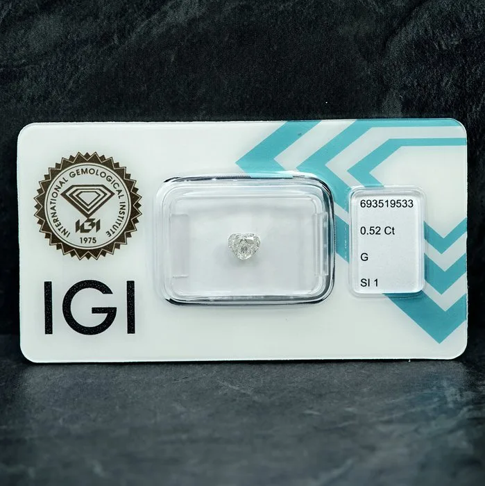 1 pcs Diamond (Natural) - 0.52 ct - Heart - G - SI1 - International Gemological Institute (IGI)