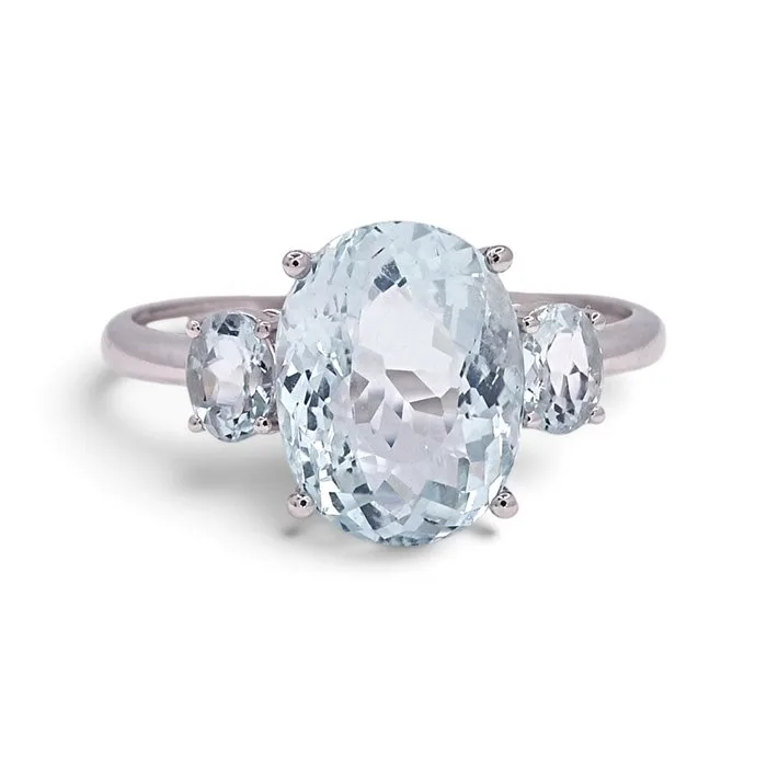 Ring - 14 kt. White gold - 2.72ct. tw. Aquamarine - Aquamarine