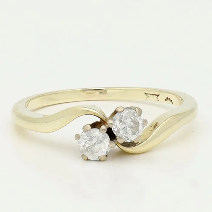 Ring - 14 kt. Yellow gold Diamond (Natural) - You and me