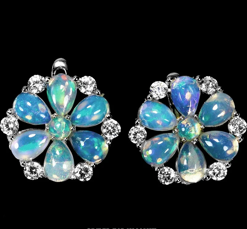 Opal Silver Earrings
