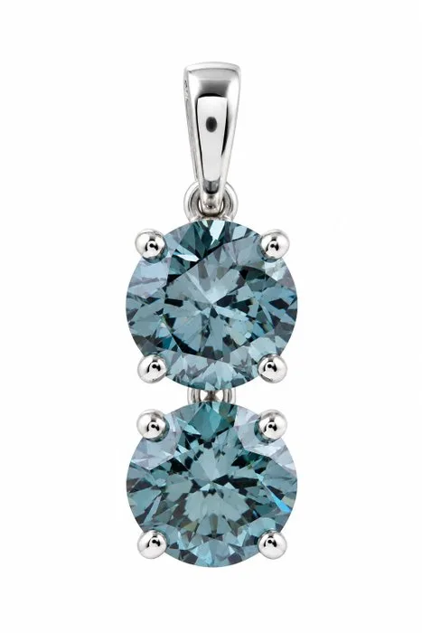 Pendant - 14 kt. White gold - 2.62ct. tw. Diamond (Fancy coloured lab-grown diamond)