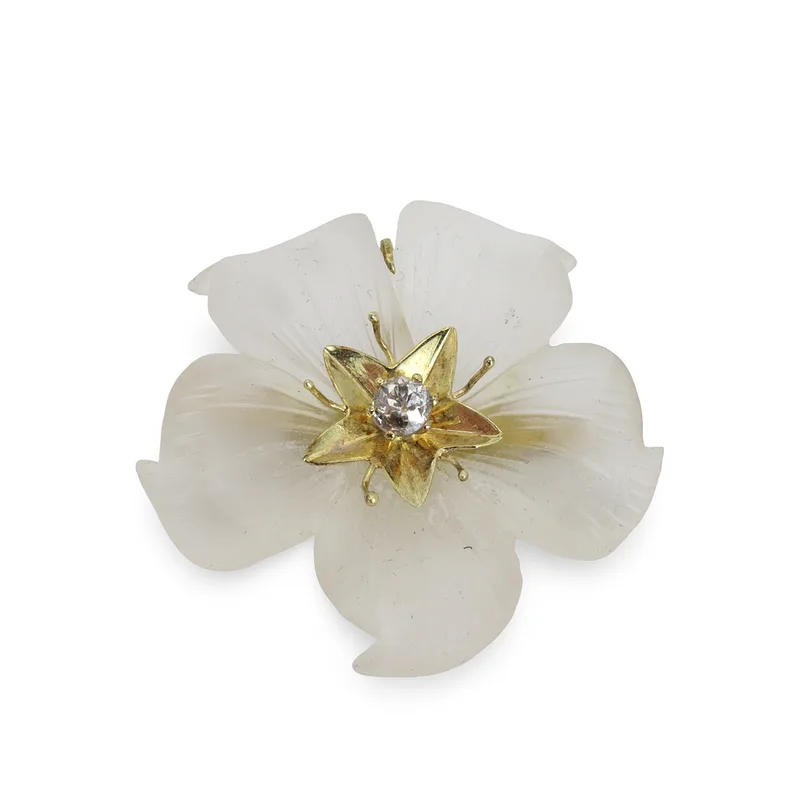 14CT Gold Diamond & Crystal Brooch