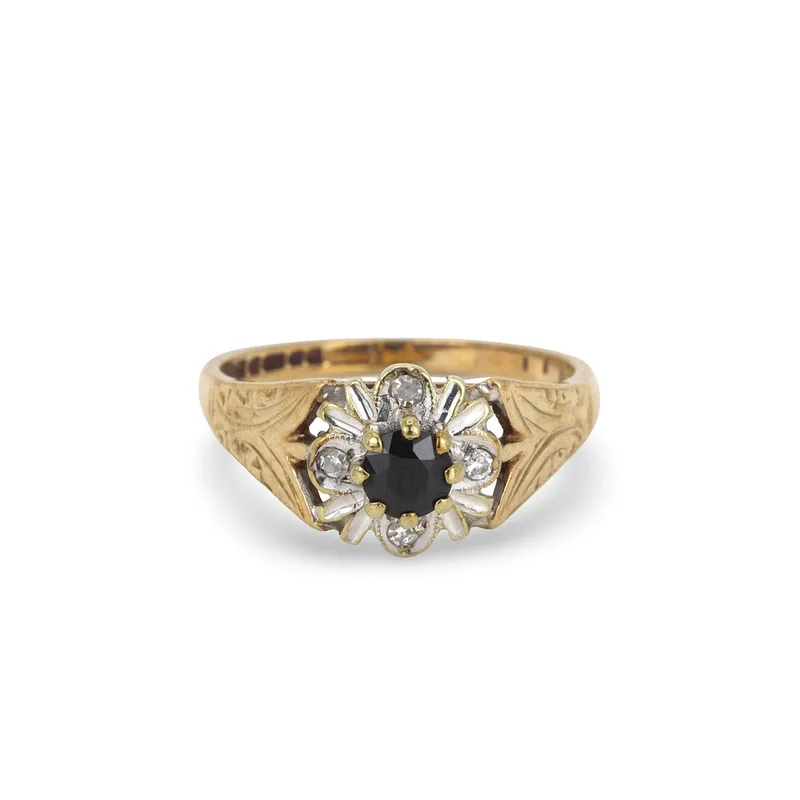 9CT Gold Sapphire & Diamond Ring