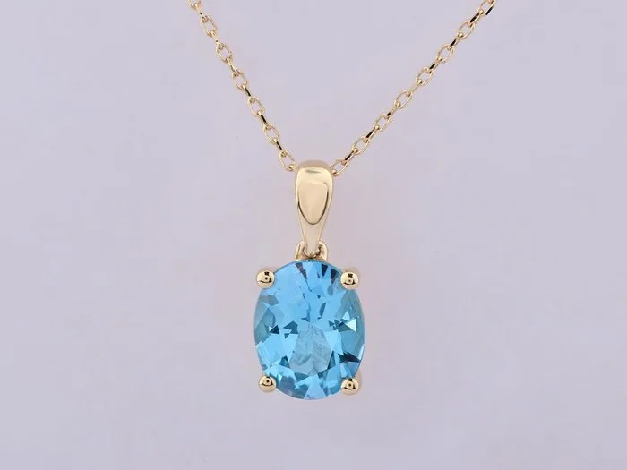 Necklace with pendant - 14 kt. Yellow gold - 1.95ct. tw. Topaz