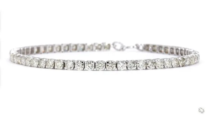 Bracelet - 14 kt. White gold - 6.27ct. tw. Diamond (Natural) - Tennis Bracelet