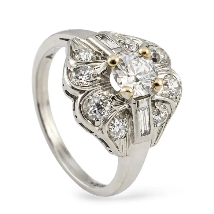 Ring Platinum, Antique 1.27ct Diamond Ring - 1.27ct. tw. Diamond (Natural)