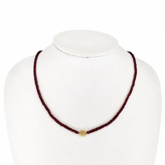 Necklace - 18 kt. Yellow gold Ruby