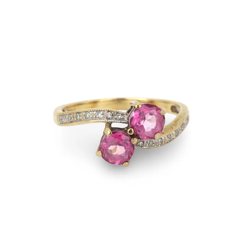Pink Topaz and Diamond Ring