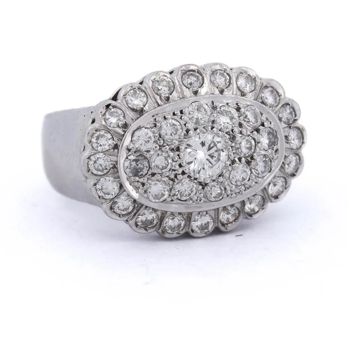 Cocktail ring - 18 kt. White gold - 1.00ct. tw. Diamond (Natural)
