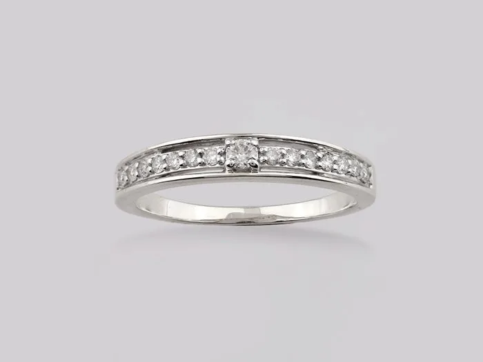 Ring - 14 kt. White gold - 0.22ct. tw. Diamond (Natural)