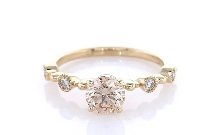 Ring - 14 kt. Yellow gold - 0.71ct. tw. Yellow Diamond (Natural coloured) - Diamond