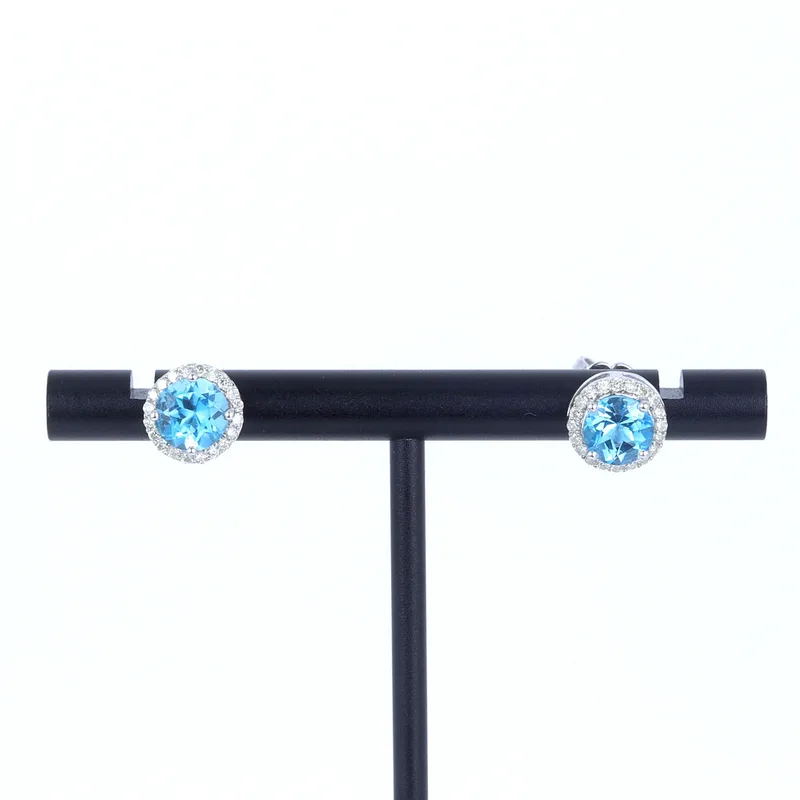 Blue Topaz and Diamond 9CT Earrings