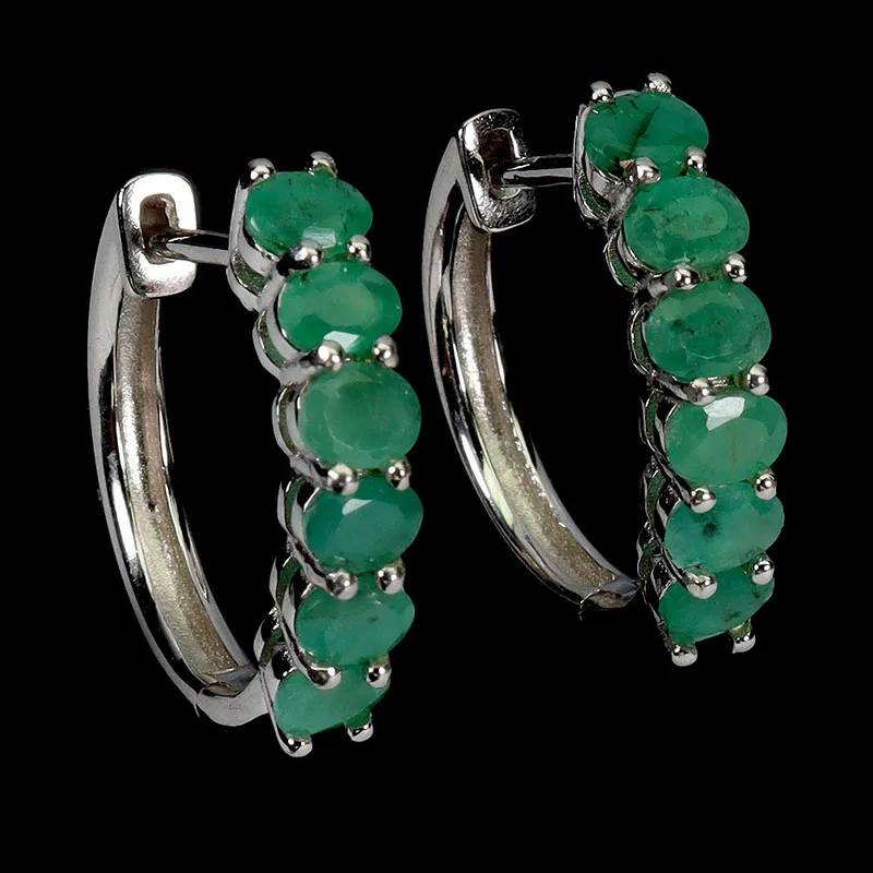 Emerald Silver Earrings