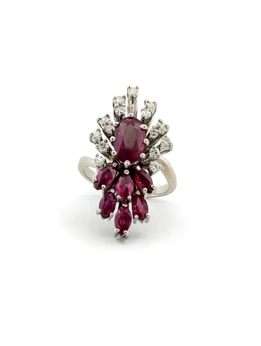 Ring - 18 kt. White gold Ruby - Diamond