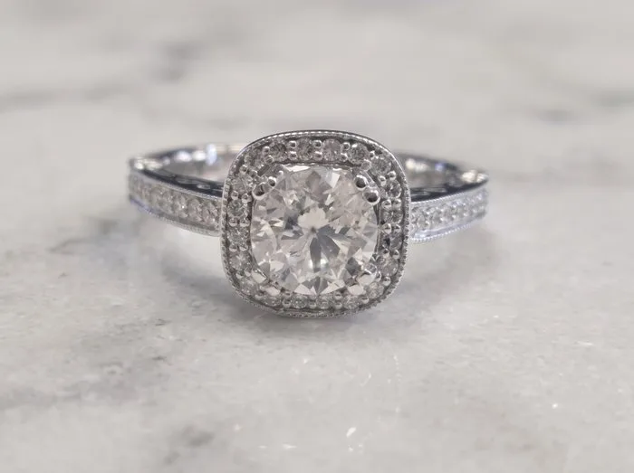 Ring - 14 kt. White gold - 1.26ct. tw. Diamond (Natural) - Diamond
