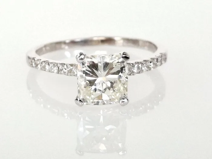 Engagement ring - 14 kt. White gold - 1.38ct. tw. Diamond (Natural) - Diamond