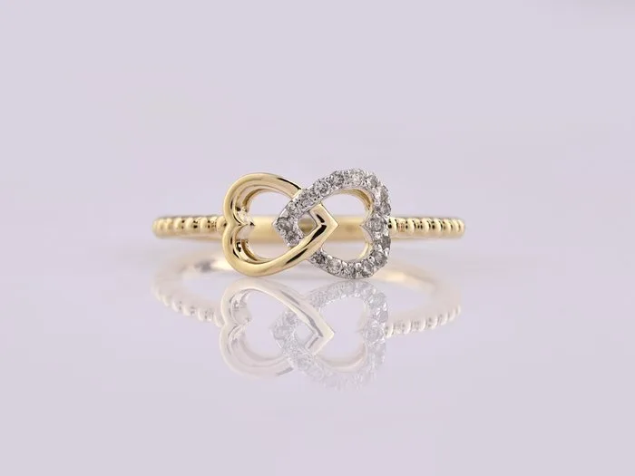 Ring - 14 kt. Yellow gold - 0.08ct. tw. Diamond (Natural)
