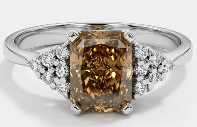 Ring - 18 kt. White gold - 1.32ct. tw. Brown Diamond (Natural coloured) - Diamond - GIA