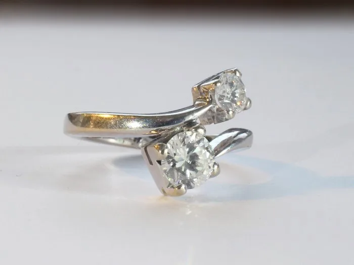 Ring - 18 kt. White gold - 1.18ct. tw. Diamond (Natural) - Diamond - Upset