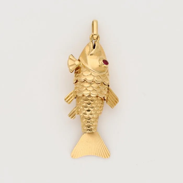 Pendant - 18 kt. Yellow gold - Ruby