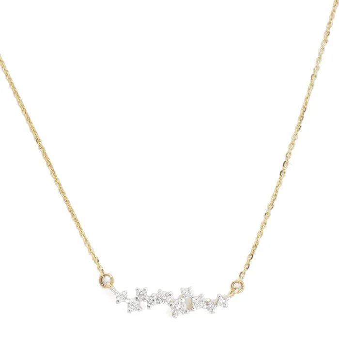 Necklace - 14 kt. Yellow gold - 0.18ct. tw. Diamond (Natural) - Cluster Stacking Necklace
