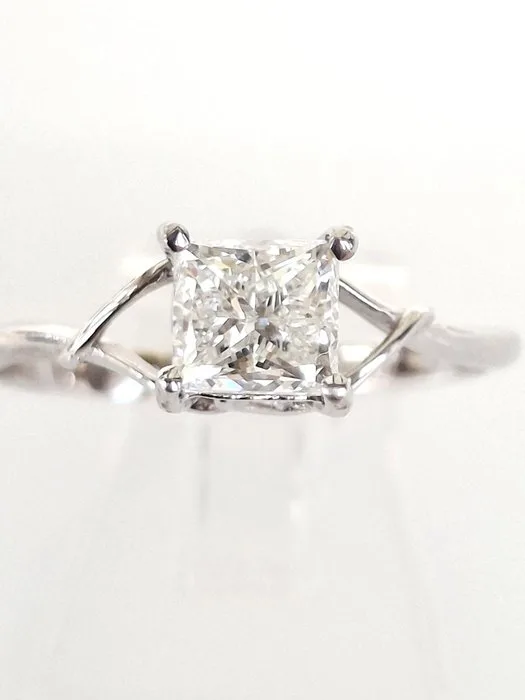 Engagement ring - 14 kt. White gold - 1.03ct. tw. Diamond (Natural)