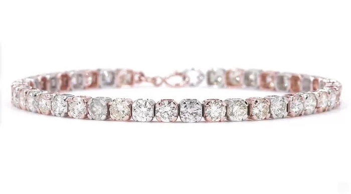 Bracelet - 14 kt. White gold, Rose gold - 1.54ct. tw. Diamond (Natural) - Two Tone Tennis Bracelet