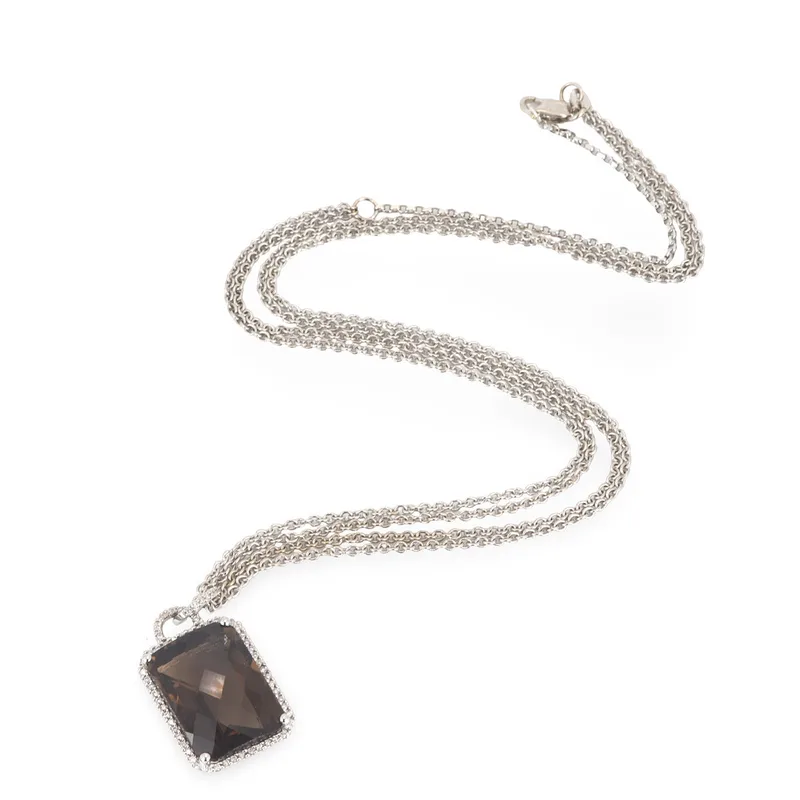 18CT Smokey Quartz & Diamond Necklace