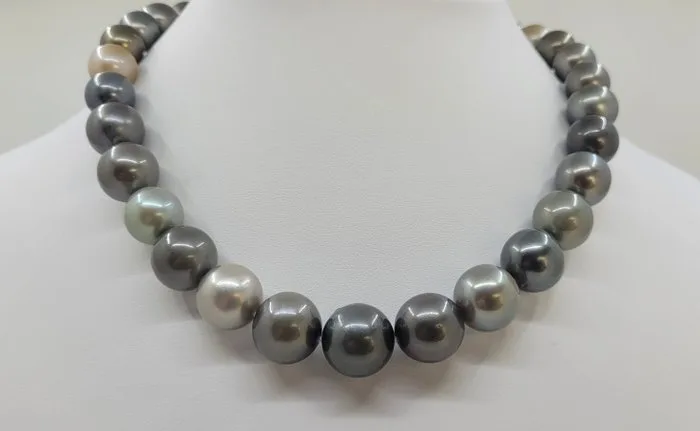 Necklace ALGT Certified 12.1x15.1mm Multi Tahiti Pearls