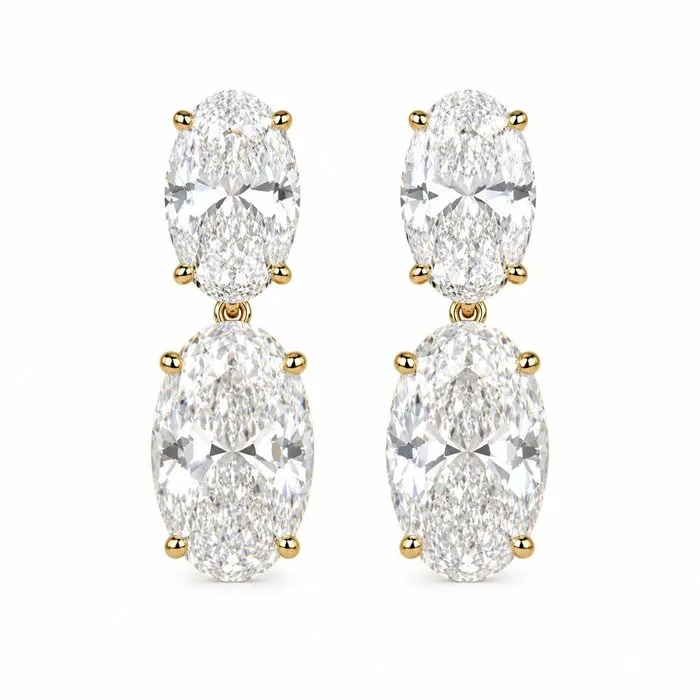 Earrings - 14 kt. Yellow gold - 6.20ct. tw. Diamond (Lab-grown)