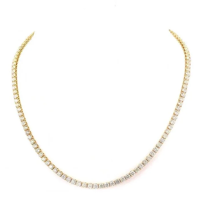 Necklace - 14 kt. Yellow gold - 9.28ct. tw. Diamond (Natural) - Tennis Necklace / H-I Col