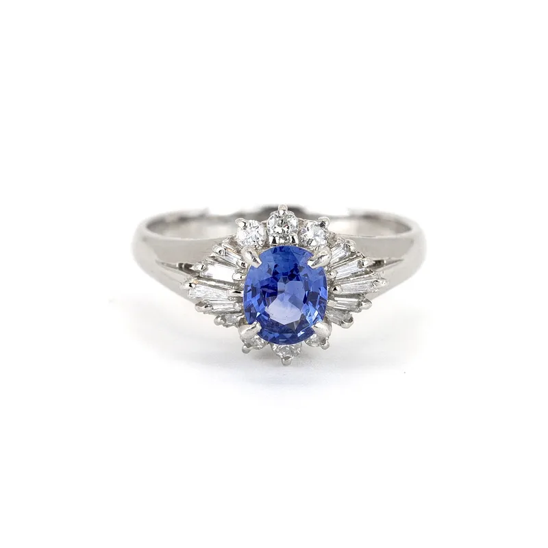 Platinum Sapphire & Diamond Ring