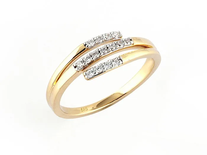 Ring - 14 kt. Yellow gold - 0.16ct. tw. Diamond (Natural)