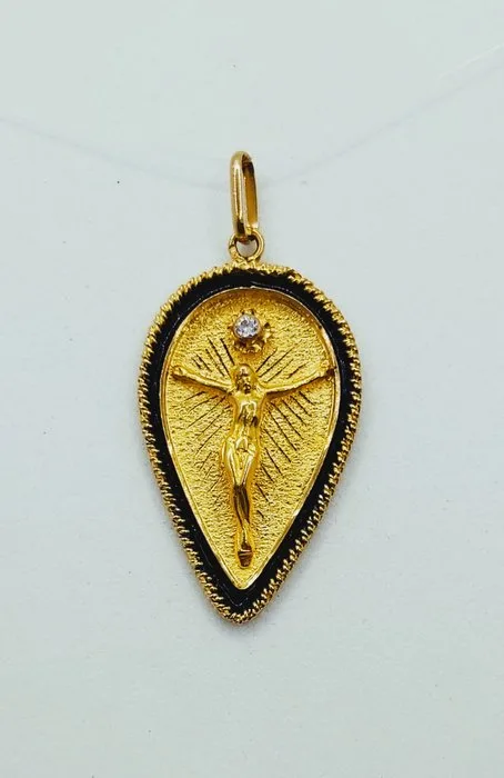Medallion pendant - 19.2 kt. Yellow gold Diamond (Natural)