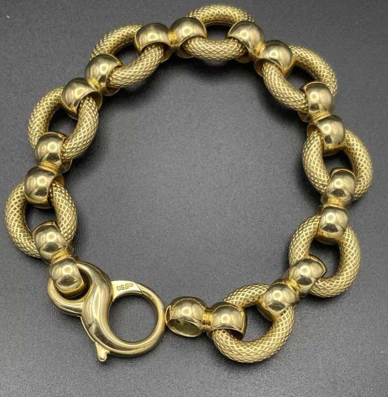 18ct Gold Alternating Link Bracelet