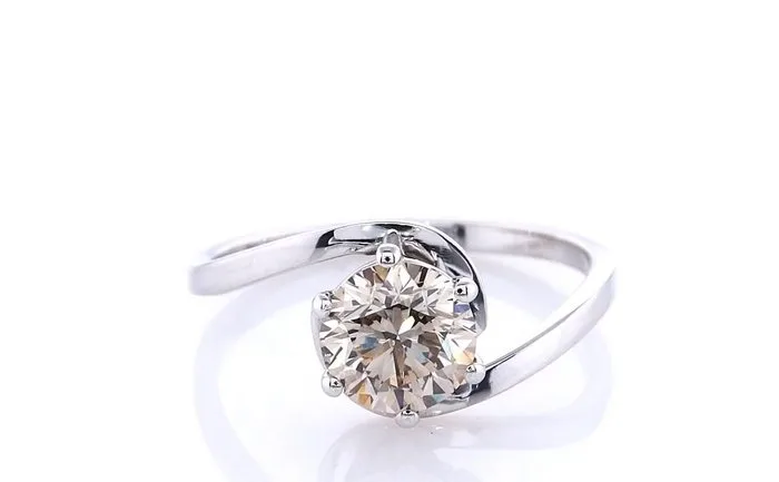Ring - 14 kt. White gold - 1.15ct. tw. Diamond (Natural coloured)
