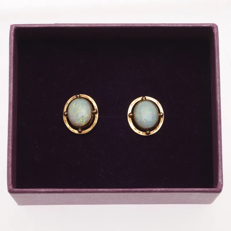 A Pair of 9CT Gold and Opal Earrings