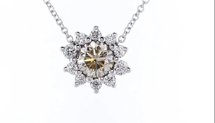 Necklace - 14 kt. White gold - 1.23ct. tw. Diamond (Natural coloured) - Diamond