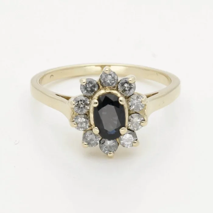 Ring - 14 kt. Yellow gold Sapphire - Diamond
