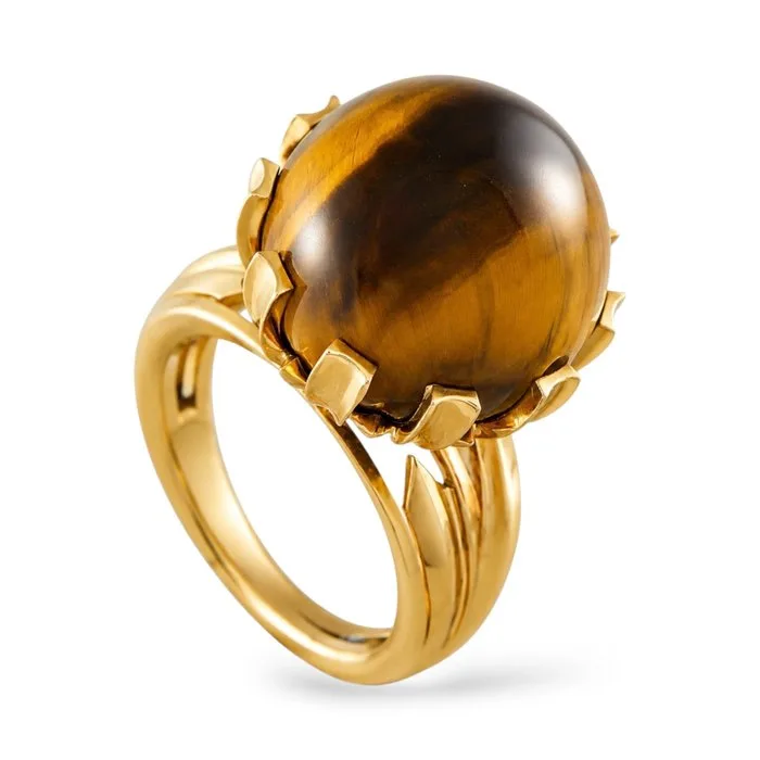 Ring - 18 kt. Yellow gold, EXCLUSIVE 18K Yellow Gold Tiger’s Eye Ring