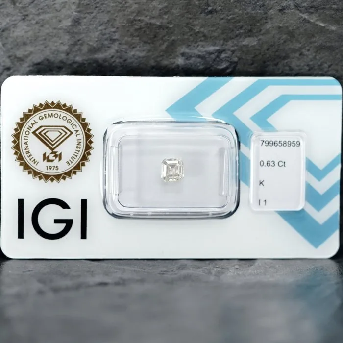 1 pcs Diamond (Natural) - 0.63 ct - Square - K - I1 - International Gemological Institute (IGI)