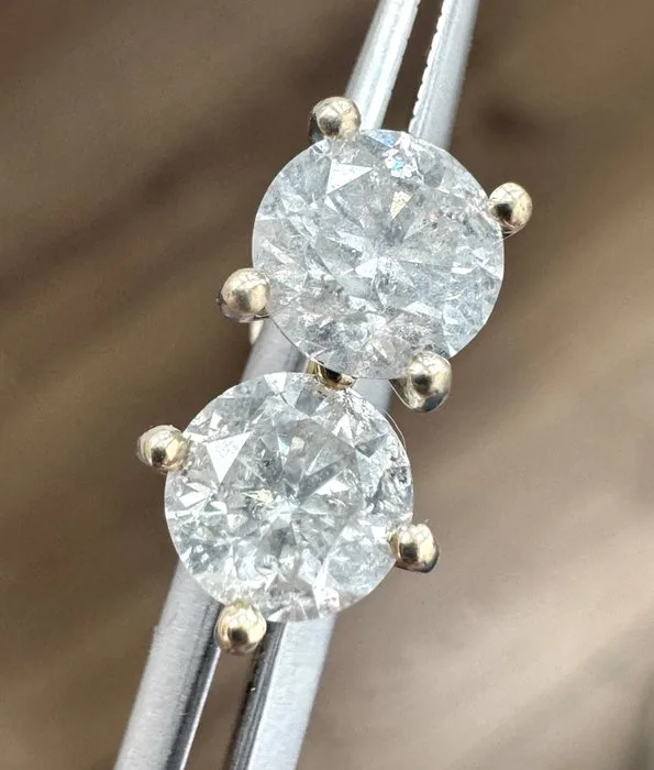 Earrings - 14 kt. Yellow gold - 1.96ct. tw. Diamond (Natural) - Diamond