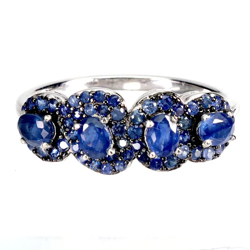 Sapphire Set Silver Ring