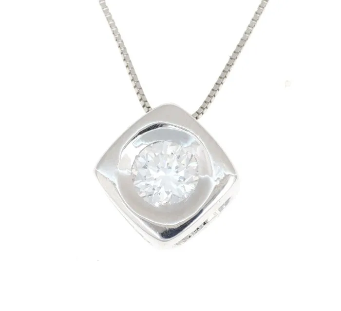 Necklace with pendant - 18 kt. White gold - 0.18ct. tw. Diamond (Natural)